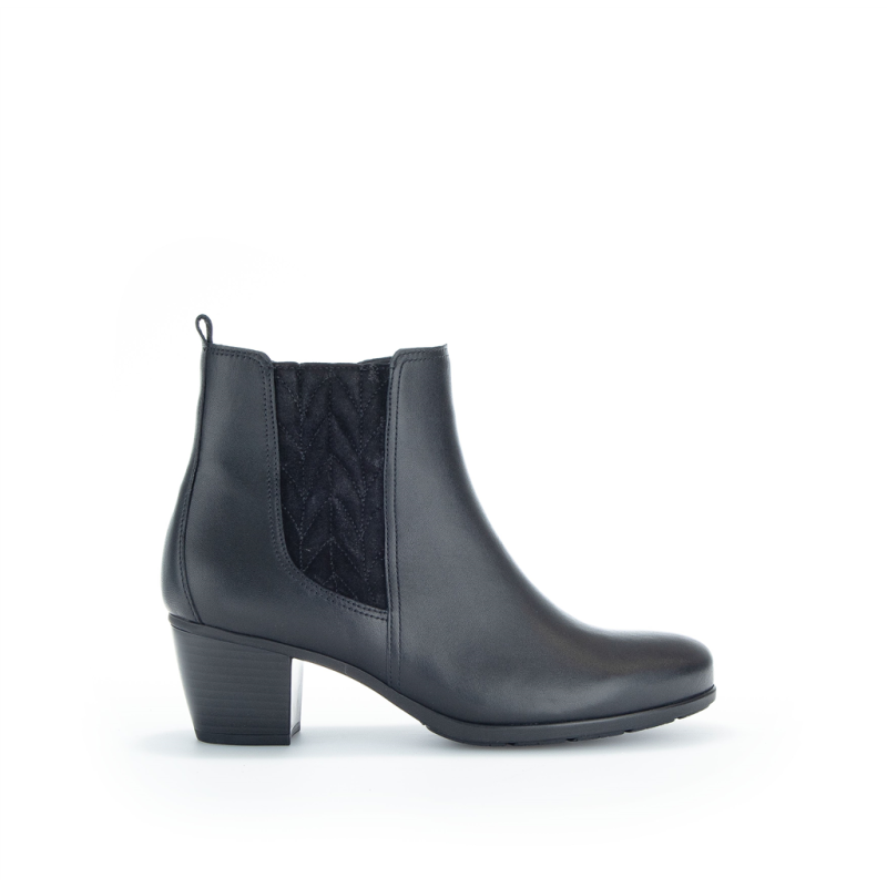 Bottine chelsea à talon en cuir noir | Grande pointure femme | Gabor