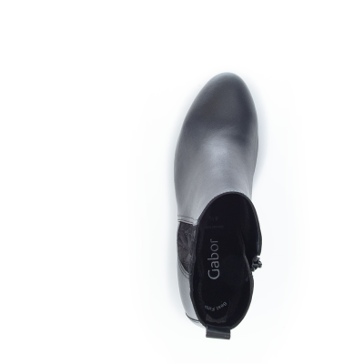 Bottine chelsea à talon en cuir noir | Grande pointure femme | Gabor