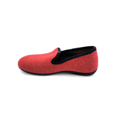 Chausson en feutre rouge et noir | Grande pointure homme | La bande à Mich