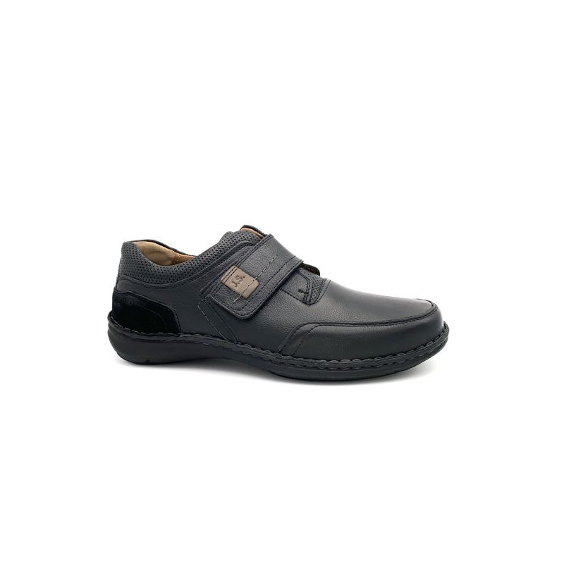 Chaussure velcro noir en cuir | Grande pointure homme | Josef Seibel