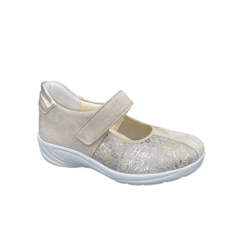 Ballerine à velcro beige avec stretch|Petite taille femme|Semler