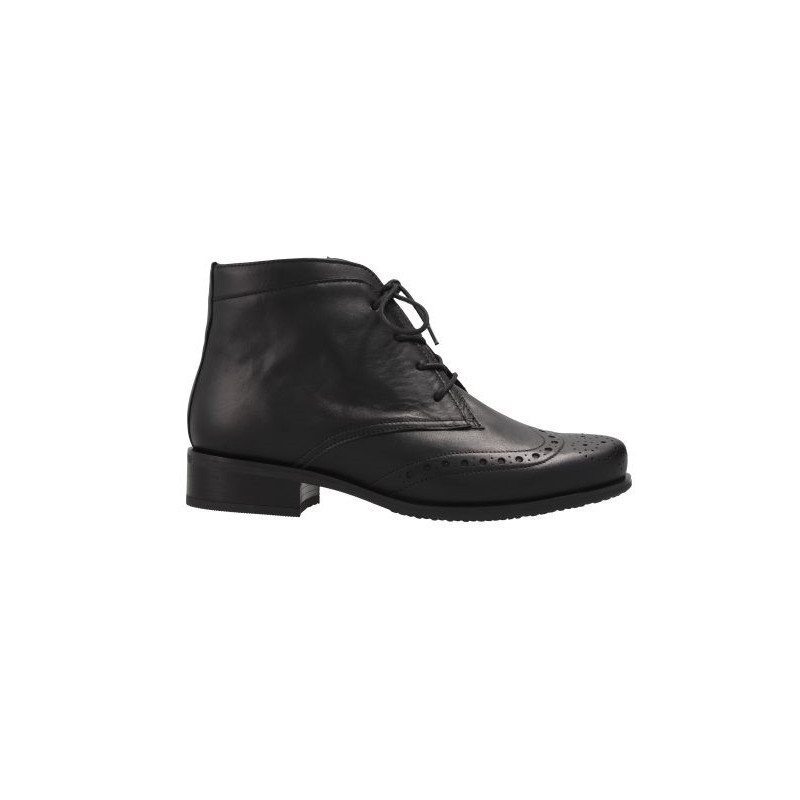 Bottine bout fleuri en cuir noir| Petite pointure femme | Semler