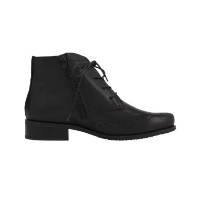 Bottine bout fleuri en cuir noir| Petite pointure femme | Semler