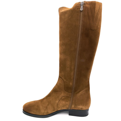 Botte cavalière en nubuck cognac | Grande taille femme | Ellen Kassel