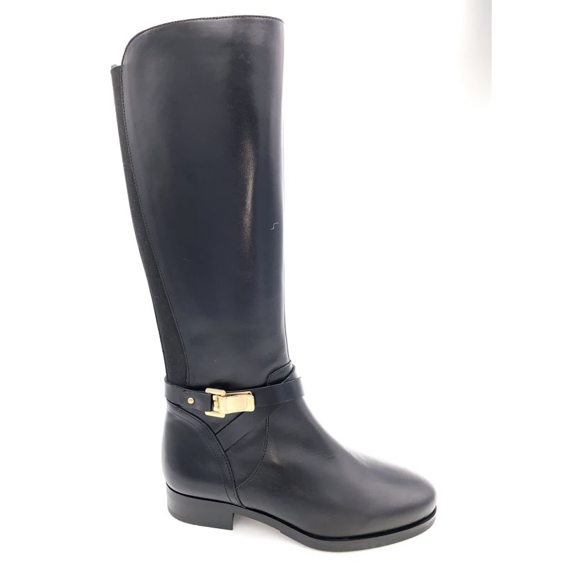 Botte cavalière en cuir noir avec boucle fantaisie | Petite taille femme | Ellen Kassel