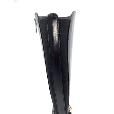 Botte cavalière en cuir noir avec boucle fantaisie | Petite taille femme | Ellen Kassel