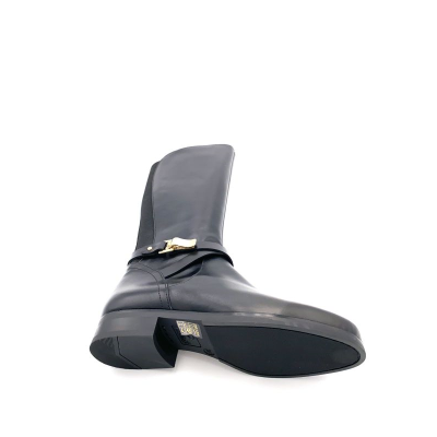 Botte cavalière en cuir noir avec boucle fantaisie | Petite taille femme | Ellen Kassel