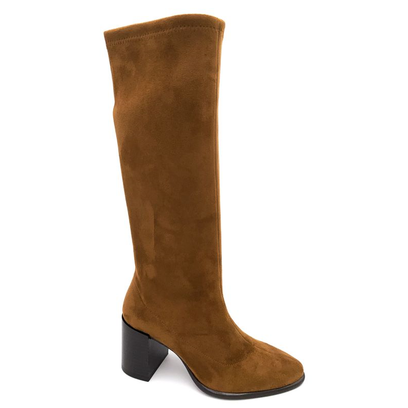 Botte à talon en stretch cognac | Petite pointure femme | Ellen Kassel