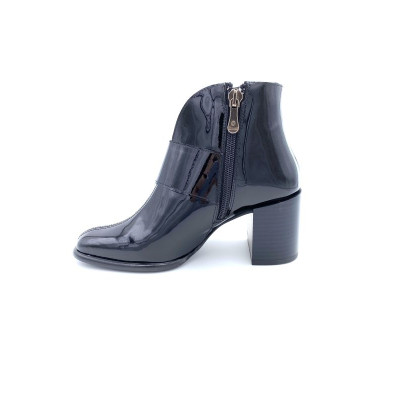 Bottine vernis noir à talon 70's | Petite taille femme | Ellen Kassel