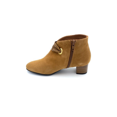 Bottine en velours cuir cognac | Petite taille femme | Ellen Kassel