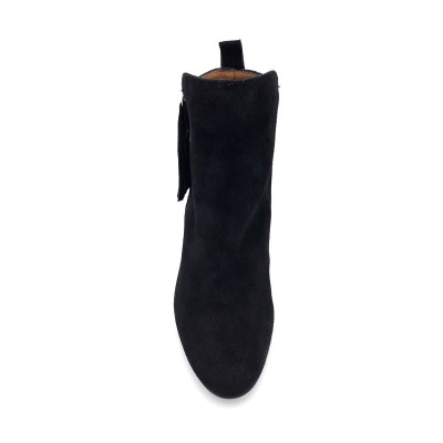 Bottine à zip à talon et fantaisie en nubuck noir | Petite pointure femme | Ellen Kassel
