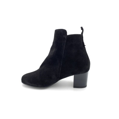 Bottine à zip à talon et fantaisie en nubuck noir | Petite pointure femme | Ellen Kassel