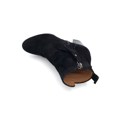 Bottine à zip à talon et fantaisie en nubuck noir | Petite pointure femme | Ellen Kassel