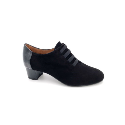 Mocassin avec élastique noir en cuir suédé | Petite pointure femme | Ellen Kassel