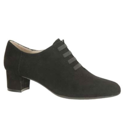 Mocassin avec élastique noir en cuir suédé | Petite pointure femme | Ellen Kassel