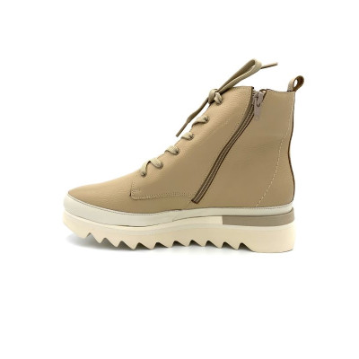 Boots à lacets en cuir crème avec zip | Grande taille femme | Softwaves