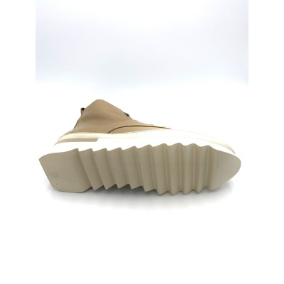 Boots à lacets en cuir crème avec zip | Grande taille femme | Softwaves