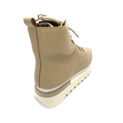 Boots à lacets en cuir crème avec zip | Grande taille femme | Softwaves