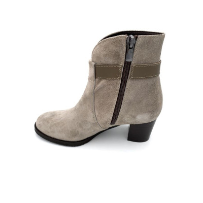 Bottine à talon en velours cuir taupe | Petite taille femme | Ellen Kassel