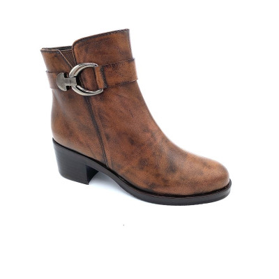 Bottine à boucle marron en cuir | Petite pointure femme | Ellen Kassel