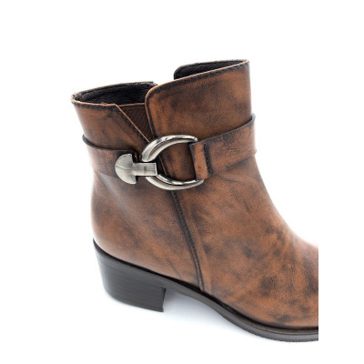 Bottine à boucle marron en cuir | Petite pointure femme | Ellen Kassel