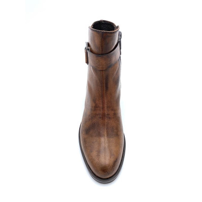 Bottine à boucle marron en cuir | Petite pointure femme | Ellen Kassel