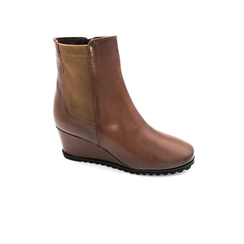 Bottine compensée cognac en cuir | Petite pointure femme | Ellen Kassel