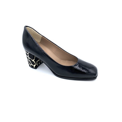escarpin talon fantaisie en vernis noir | Petite taille femme | Ellen Kassel