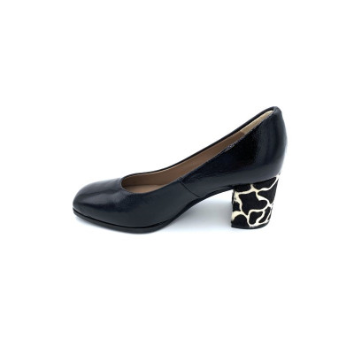 escarpin talon fantaisie en vernis noir | Petite taille femme | Ellen Kassel