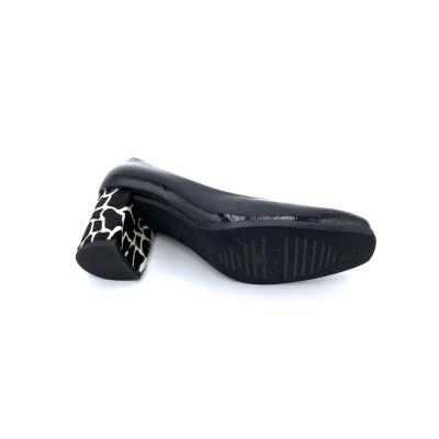 escarpin talon fantaisie en vernis noir | Petite taille femme | Ellen Kassel