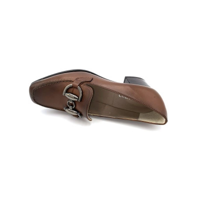 Mocassin trotteur à talon en cuir cognac | Petite pointure femme | Ellen Kassel