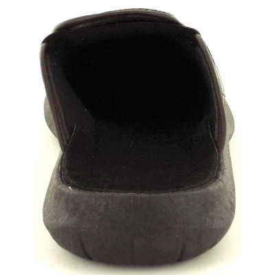 Chausson mule tissus marron | Grande taille homme | FARGEOT