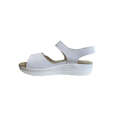 Sandale confort en cuir blanc|Grande taille femme|Solidus