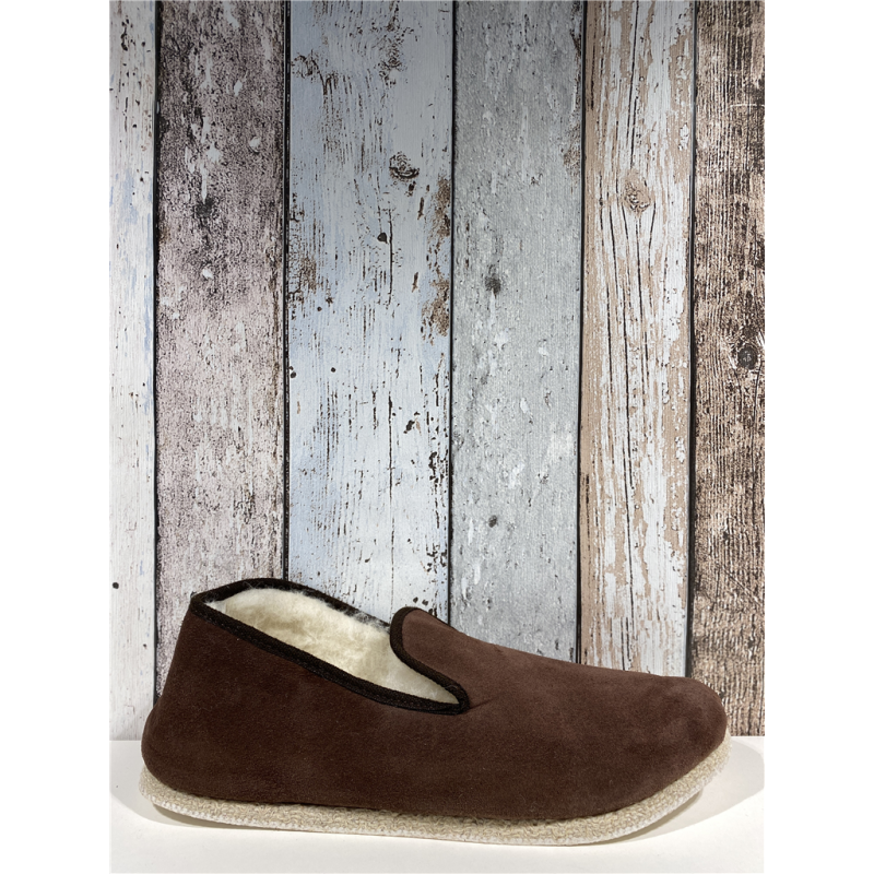 Charentaise en croute cuir marron | Grande taille homme | RONDINAUD