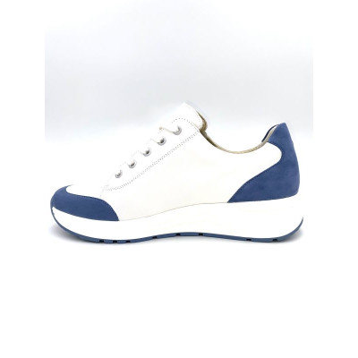 Tennis largeur K blanc, marine et ciel | Grande taille femme | Solidus