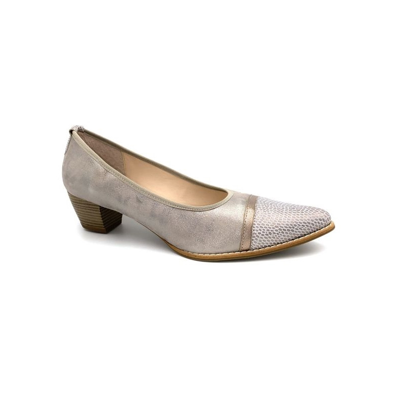 Escarpin confortable cuir argent | Grande taille femme | Géo Reino