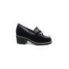 Mocassin à talon en velours vernis noir | Petite taille femme | Mini Maxi