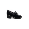Mocassin à talon en velours vernis noir | Petite taille femme | Mini Maxi