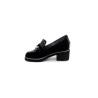 Mocassin à talon en velours vernis noir | Petite taille femme | Mini Maxi