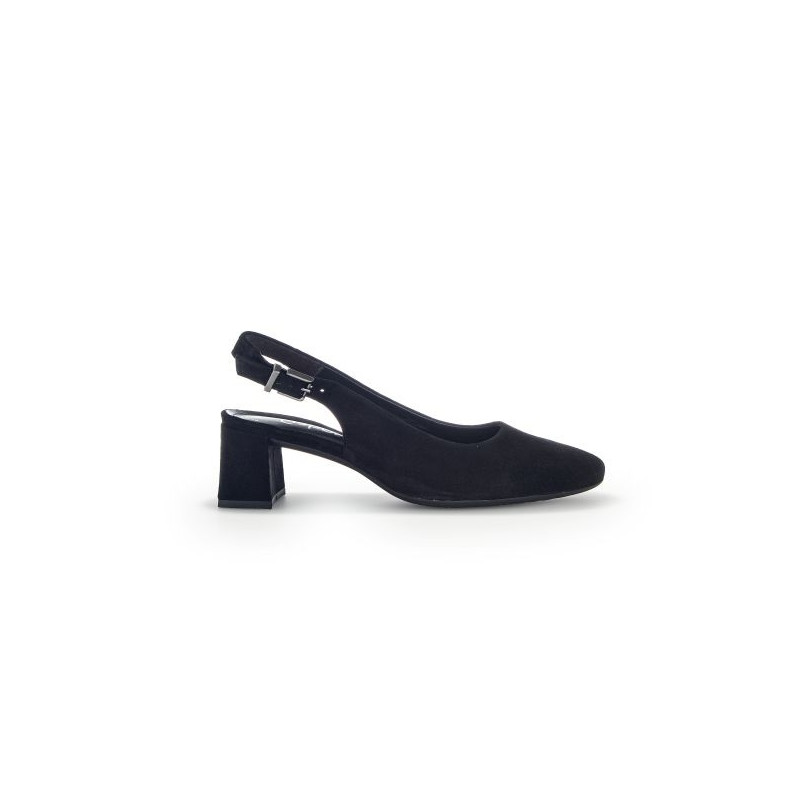 Escarpin ouvert à l'arrière en nubuck noir|Grande taille femme|Gabor