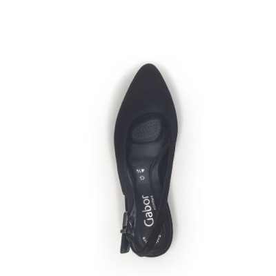 Escarpin ouvert à l'arrière en nubuck noir|Grande taille femme|Gabor