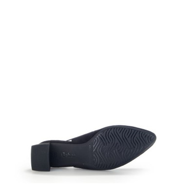 Escarpin ouvert à l'arrière en nubuck noir|Grande taille femme|Gabor