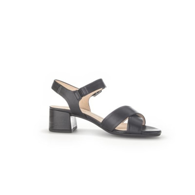 sandale cuir lisse noire bride avant du pied| Grande taille femme | Gabor