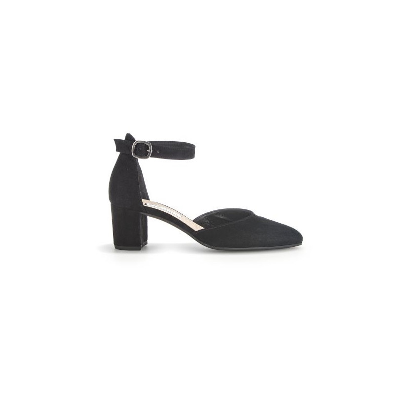 escarpin d'été nubuck noir  | Grande taille femme | Gabor