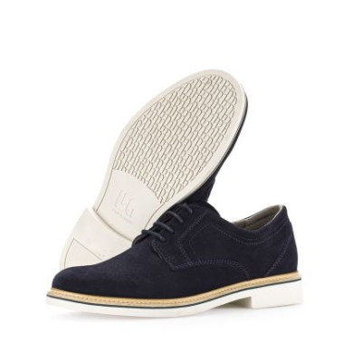 derbies à lacets en nubuck marine à semelle blanche| Grande taille homme| PIUS GABOR