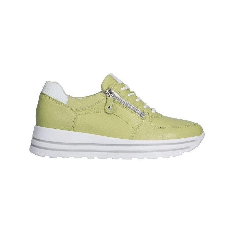 Basket confort à lacets + zip en cuir jaune | Grande pointure femme | Waldlaufer