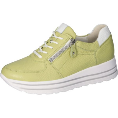 Basket confort à lacets + zip en cuir jaune | Grande pointure femme | Waldlaufer