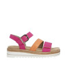 Sandale confort avec velcros cuir fushia-orange|Grande taille femme|Remonte