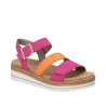 Sandale confort avec velcros cuir fushia-orange|Grande taille femme|Remonte