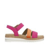 Sandale confort avec velcros cuir fushia-orange|Grande taille femme|Remonte